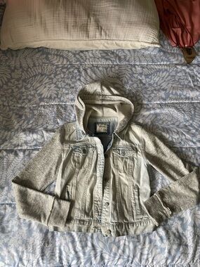 Mudd Light Gray Hooded Denim-Style Jacket for Kids